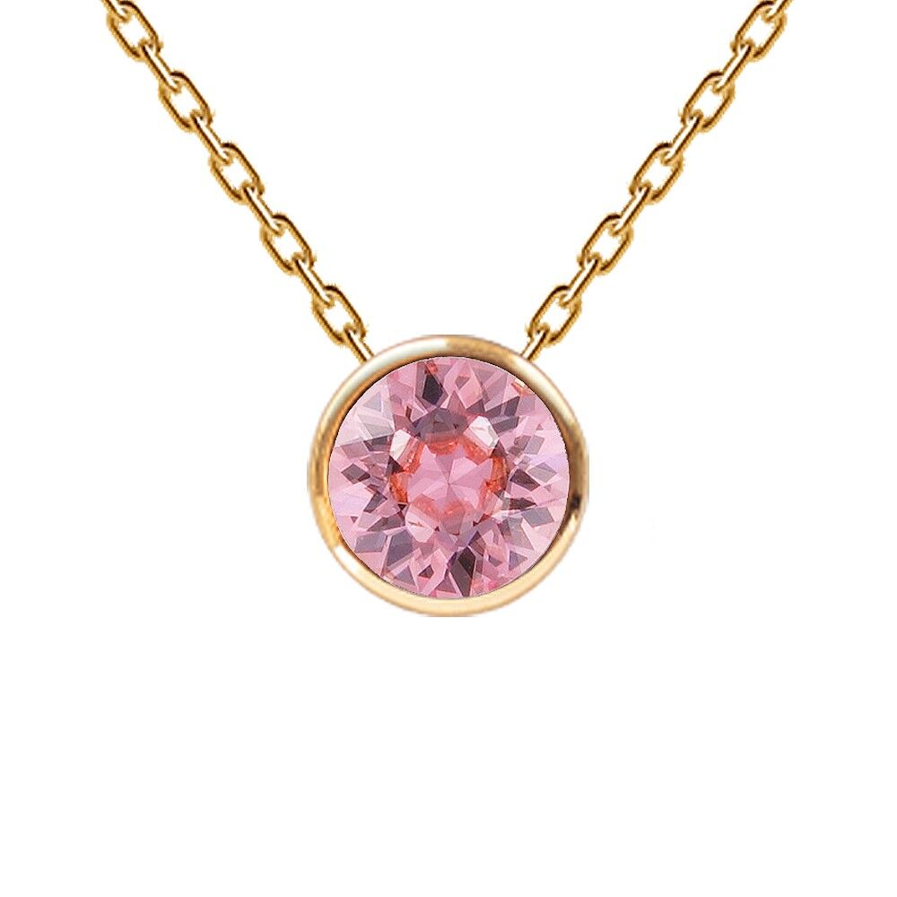 Collana, montatura rotonda in cristallo 8mm - oro - Rosa Chiaro