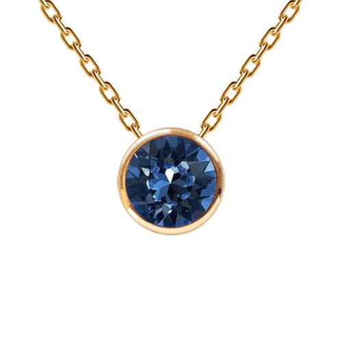 Necklace, 8mm crystal round frame - gold - montana