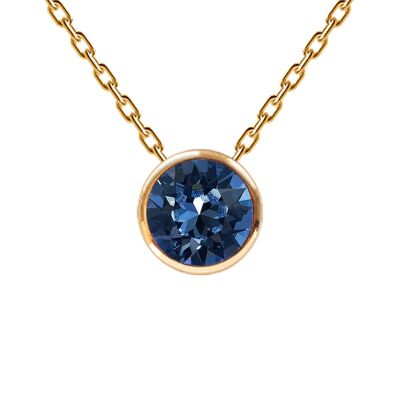 Necklace, 8mm crystal round frame - gold - montana