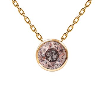 Collier, monture ronde cristal 8mm - or - Patine Rose 1
