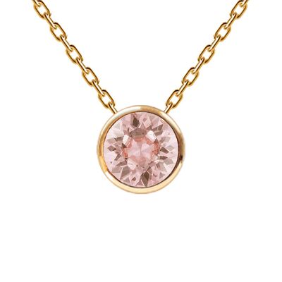 Collar, marco redondo de cristal de 8 mm - oro - rosa vintage