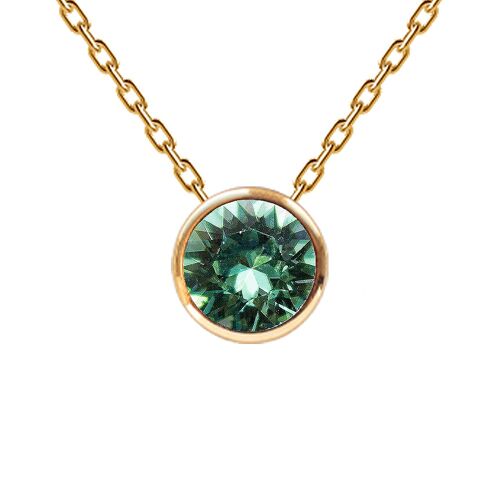 Necklace, 8mm crystal round frame - silver - Erinite