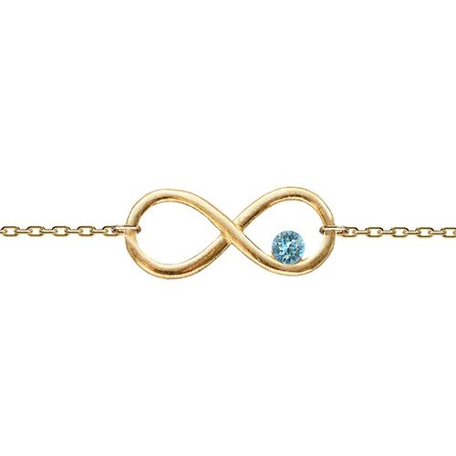 Hand chain with infinity sign and crystal - gold - Aquamarine