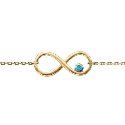 Hand chain with infinity sign and crystal - gold - aurore borale
