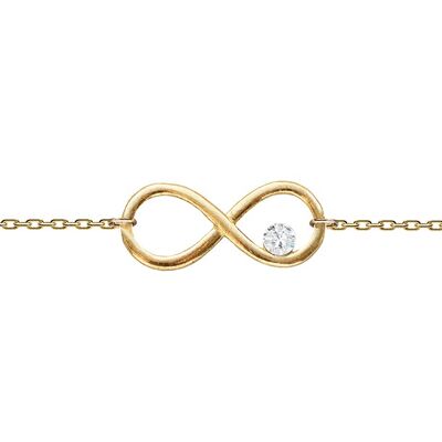 Hand chain with infinity sign and crystal - gold - crystal