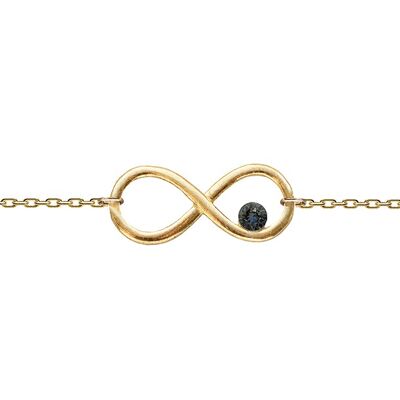 Hand chain with infinity sign and crystal - gold - graphite