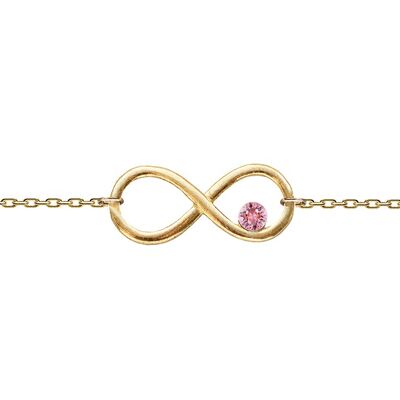 Hand chain with infinity sign and crystal - gold - light rose