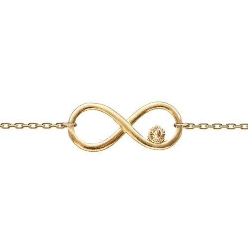 Hand chain with infinity sign and crystal - gold - light silk