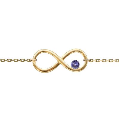 Hand chain with infinity sign and crystal - gold - tanzanite