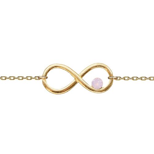 Hand chain with infinity sign and crystal - gold - Rose Water Opal