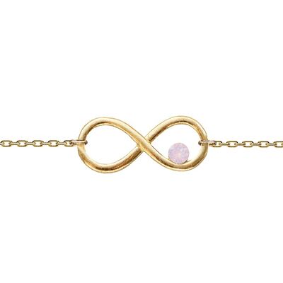 Cadena de mano con símbolo de infinito y cristal - oro - Ópalo de agua de rosa