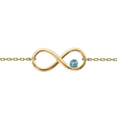 Hand chain with infinity sign and crystal - silver - Aquamarine