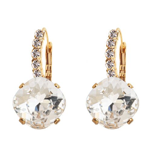 Earrings with crystal legs, 12mm crystal - gold - crystal