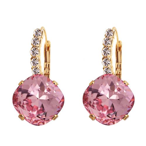 Earrings with crystal legs, 12mm crystal - silver - light rose