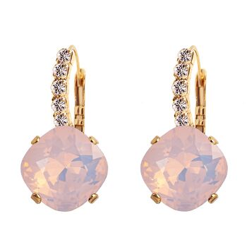 Boucles d'oreilles avec pied en cristal, cristal 12mm - argent - opale d'eau rose 1