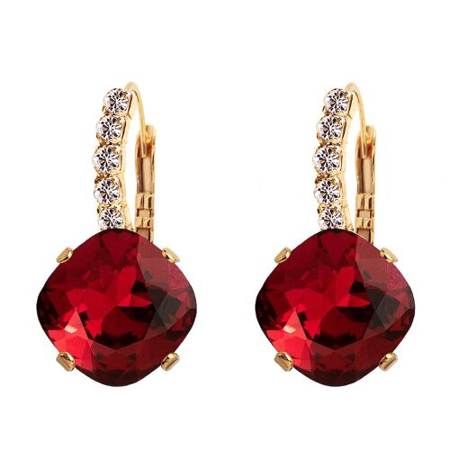 Earrings with crystal foot, 12mm crystal - gold - Scarlet
