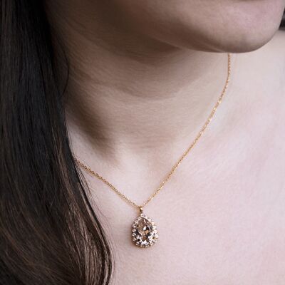 Collar de lujo, cristal de 14 mm - oro - amatista