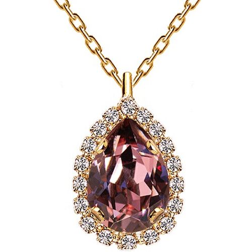 Luxurious necklace, 14mm crystal - gold - Antique Pink