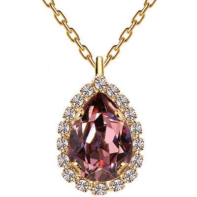 Collar de lujo, cristal de 14 mm - oro - rosa antiguo