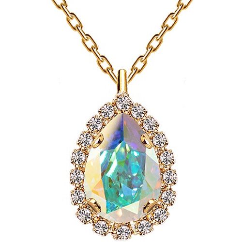 Luxurious necklace, 14mm crystal - gold - aurore borale