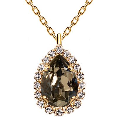 Luxurious necklace, 14mm crystal - gold - Black Diamond