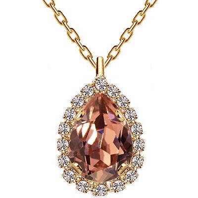 Collier luxueux, cristal 14mm - or - rose blush