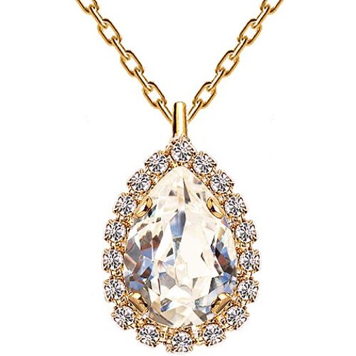 Luxurious necklace, 14mm crystal - gold - crystal