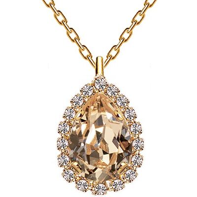 Collier luxueux, cristal 14mm - or - Golden Shadow