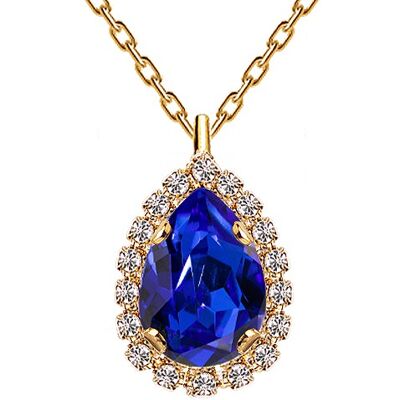 Luxurious necklace, 14mm crystal - gold - Majestic Blue