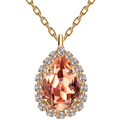 Luxurious necklace, 14mm crystal - gold - Rose Peach