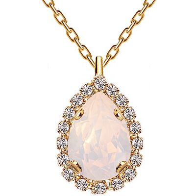 Luxurious necklace, 14mm crystal - gold - Rose Water Opal