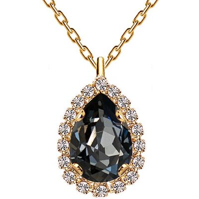 Luxuriöse Halskette, 14 mm Kristall - Gold - Silvernight