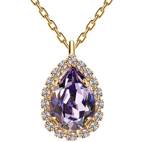 Luxurious necklace, 14mm crystal - gold - tanzanite