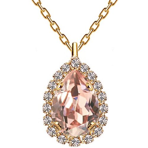 Luxurious necklace, 14mm crystal - gold - vintage rose