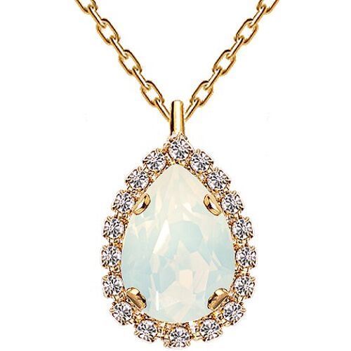 Luxurious necklace, 14mm crystal - gold - White Opal