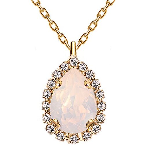 Luxurious necklace, 14mm crystal - silver - Rose Water Opal