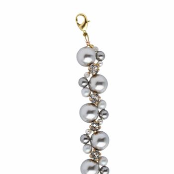 Bracelet tressé perles et cristaux - Doré - Gris 1