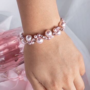 Bracelet tressé perles et cristaux - Doré - Gris 3