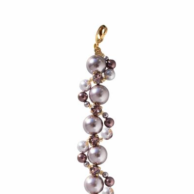 Armband aus geflochtenen Perlen und Kristallen - Gold - Lavendel
