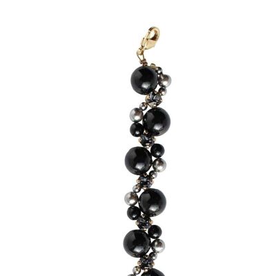 Braided pearl and crystal bracelet - gold - mystic black