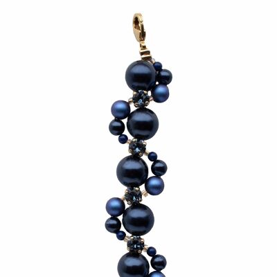 Bracelet tressé perles et cristaux - or - Bleu Nuit