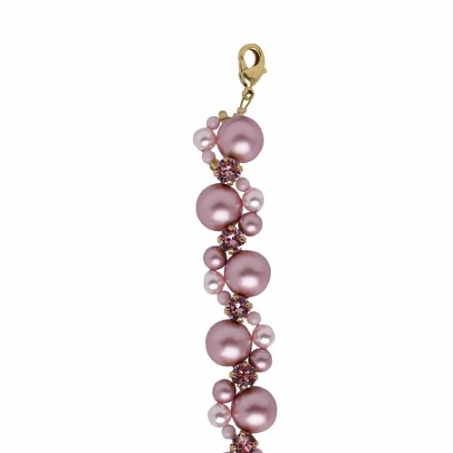 Braided pearl and crystal bracelet - gold - Powder Rose