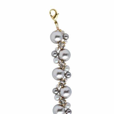 Bracciale intrecciato di perle e cristalli - argento - grigio