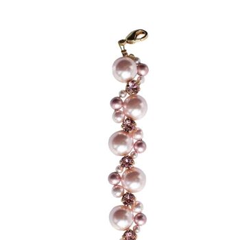 Bracelet tressé perles et cristaux - argent - Rosaline 1