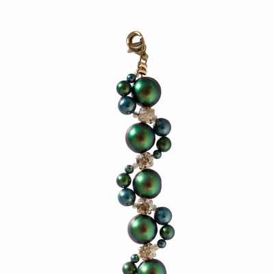 Bracelet tressé perles et cristaux - argent - Scarabée