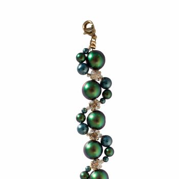 Bracelet tressé perles et cristaux - argent - Scarabée 1