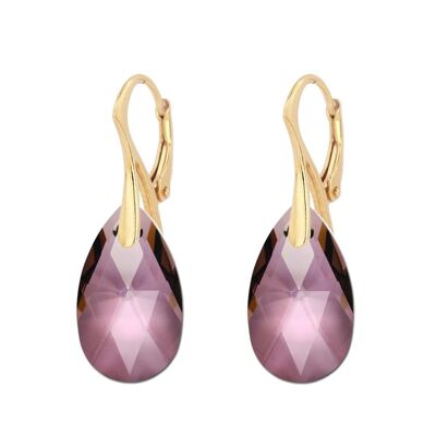Large drop earrings, 22mm crystal (silver trim only) - Antique Pink