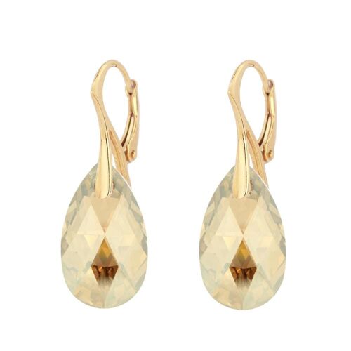 Large drop earrings, 22mm crystal (silver trim only) - Golden Shadow