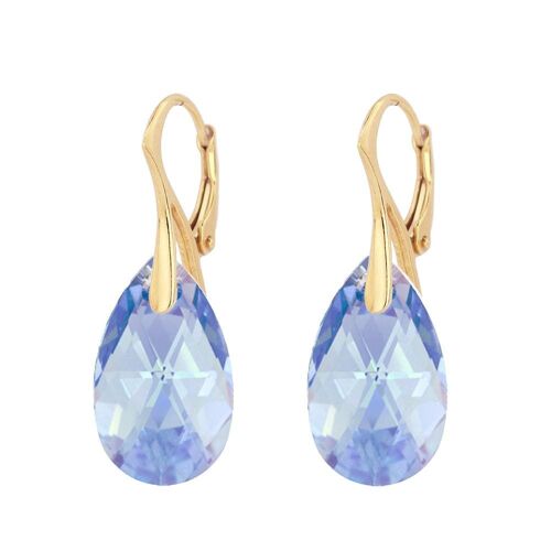 Large drop earrings, 22mm crystal (silver trim only) - Light saphire