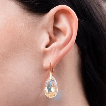 Grandes boucles d'oreilles pendantes, cristal 22 mm (garniture argentée uniquement) - Saphir clair 2